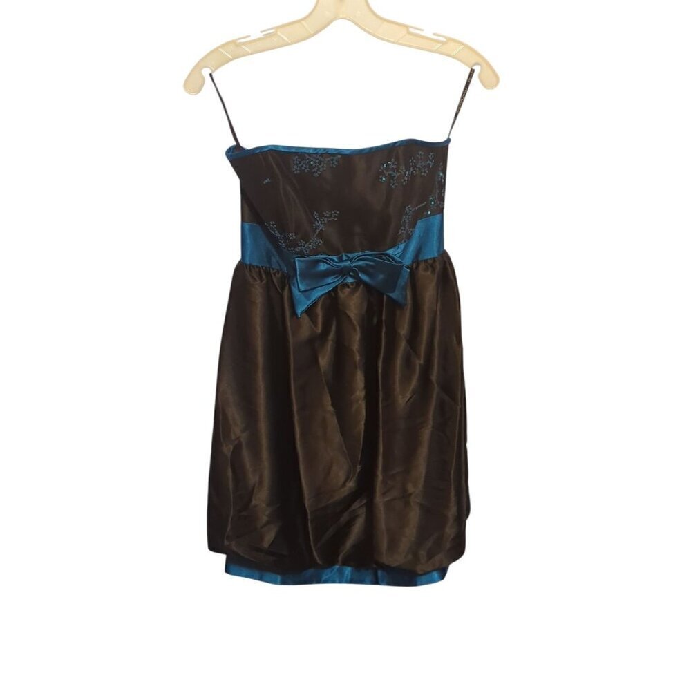 jessica mcclintock for gunne sax dress Blue/Black Strapless Size 3 - Picture 1 of 16